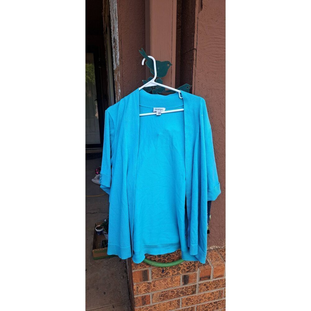 Avenue Women’s Turquoise Open Front Cardigan Size 22/24 Lightweight Rayon Blend - Picture 5 of 6